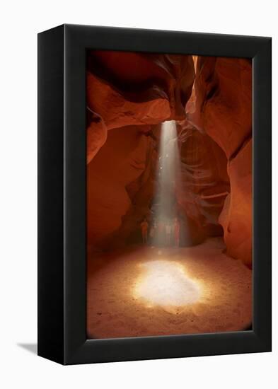Navajo Nation, Shaft of Light and Eroded Sandstone in Antelope Canyon-David Wall-Framed Premier Image Canvas