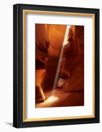 Navajo Nation, Shaft of Light and Eroded Sandstone in Antelope Canyon-David Wall-Framed Photographic Print