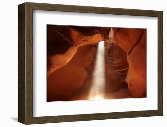 Navajo Nation, Shaft of Light and Eroded Sandstone in Antelope Canyon-David Wall-Framed Photographic Print