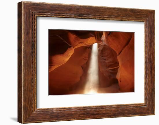 Navajo Nation, Shaft of Light and Eroded Sandstone in Antelope Canyon-David Wall-Framed Photographic Print