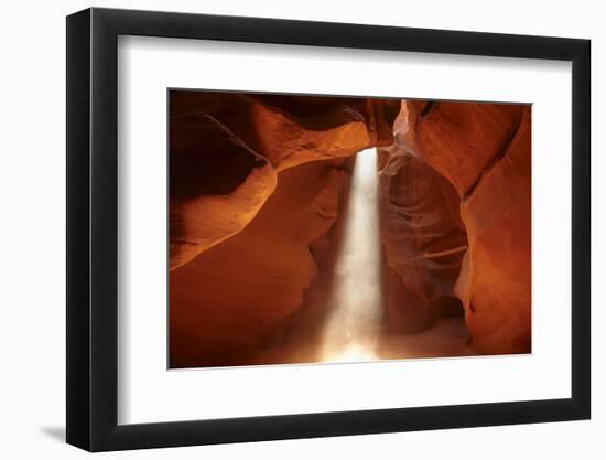 Navajo Nation, Shaft of Light and Eroded Sandstone in Antelope Canyon-David Wall-Framed Photographic Print