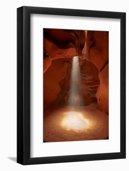 Navajo Nation, Shaft of Light and Eroded Sandstone in Antelope Canyon-David Wall-Framed Photographic Print