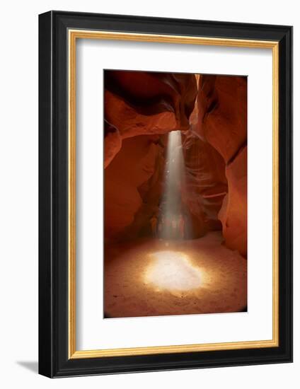 Navajo Nation, Shaft of Light and Eroded Sandstone in Antelope Canyon-David Wall-Framed Photographic Print