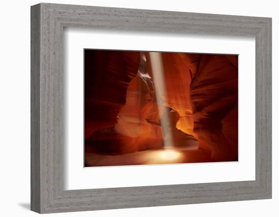 Navajo Nation, Shaft of Light and Eroded Sandstone in Antelope Canyon-David Wall-Framed Photographic Print