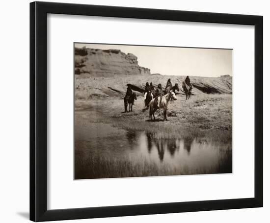 Navajo On Horseback, C1904-Edward S^ Curtis-Framed Photographic Print