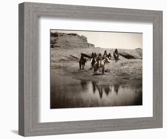 Navajo On Horseback, C1904-Edward S^ Curtis-Framed Photographic Print