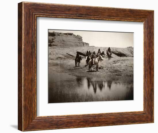 Navajo On Horseback, C1904-Edward S^ Curtis-Framed Photographic Print