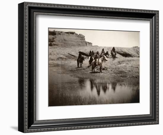 Navajo On Horseback, C1904-Edward S^ Curtis-Framed Photographic Print