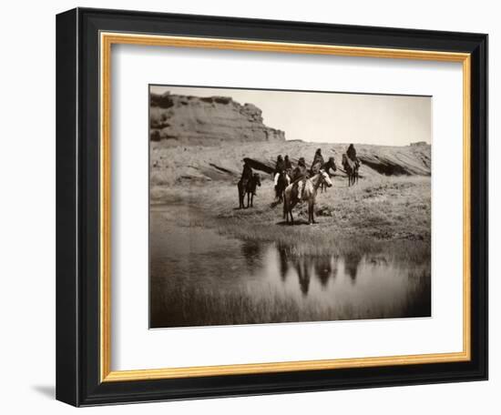 Navajo On Horseback, C1904-Edward S^ Curtis-Framed Photographic Print