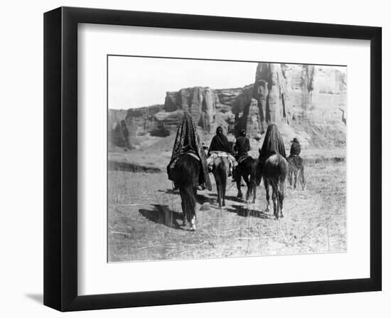 Navajo on Horseback-Edward S^ Curtis-Framed Giclee Print