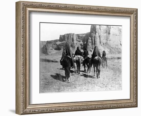 Navajo on Horseback-Edward S^ Curtis-Framed Giclee Print