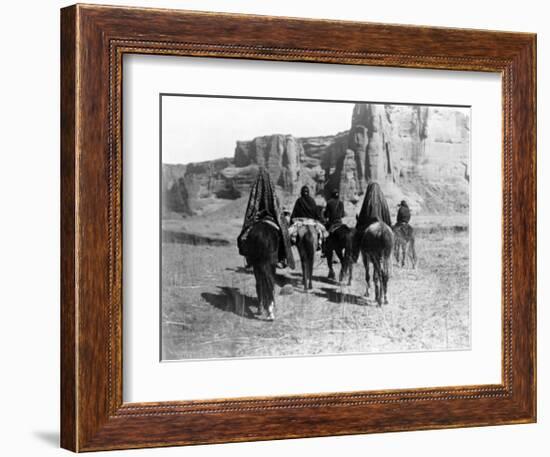 Navajo on Horseback-Edward S^ Curtis-Framed Giclee Print