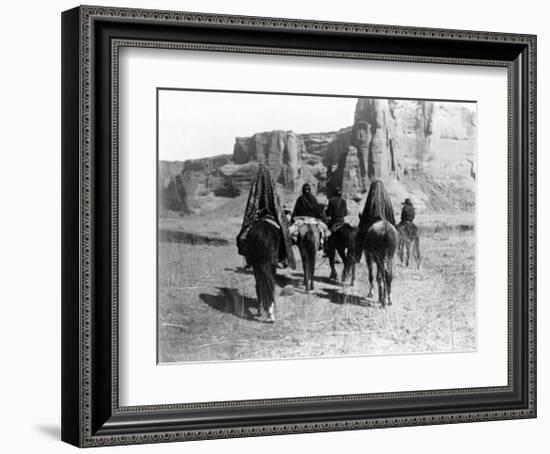 Navajo on Horseback-Edward S^ Curtis-Framed Giclee Print