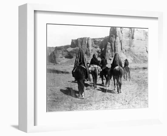 Navajo on Horseback-Edward S^ Curtis-Framed Giclee Print