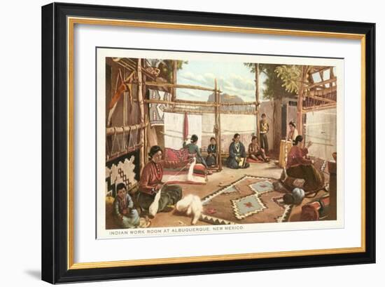 Navajo Rug Weaving, Albuquerque, New Mexico-null-Framed Art Print