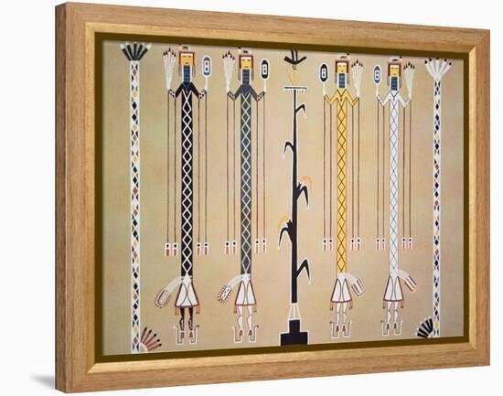 Navajo Sand Painting from the Hail Chant (Coloured Sand)-American-Framed Premier Image Canvas