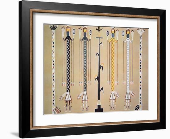 Navajo Sand Painting from the Hail Chant (Coloured Sand)-American-Framed Giclee Print