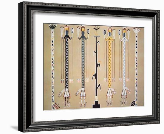 Navajo Sand Painting from the Hail Chant (Coloured Sand)-American-Framed Giclee Print