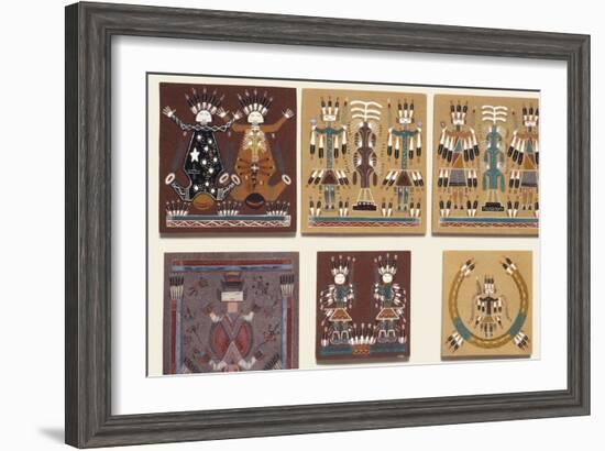 Navajo Sand Paintings on Tiles Displayed for Sale at the Intertribal Indian Ceremonial in Gallup-null-Framed Giclee Print