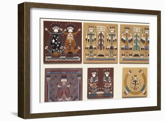 Navajo Sand Paintings on Tiles Displayed for Sale at the Intertribal Indian Ceremonial in Gallup-null-Framed Giclee Print