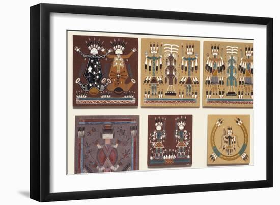 Navajo Sand Paintings on Tiles Displayed for Sale at the Intertribal Indian Ceremonial in Gallup-null-Framed Giclee Print