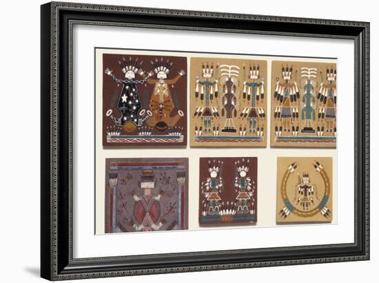 Navajo Sand Paintings on Tiles Displayed for Sale at the Intertribal Indian Ceremonial in Gallup-null-Framed Giclee Print