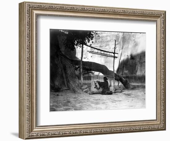 Navajo Weaver, C1905-Edward S^ Curtis-Framed Premium Photographic Print