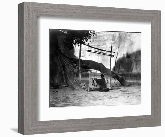 Navajo Weaver, C1905-Edward S^ Curtis-Framed Photographic Print