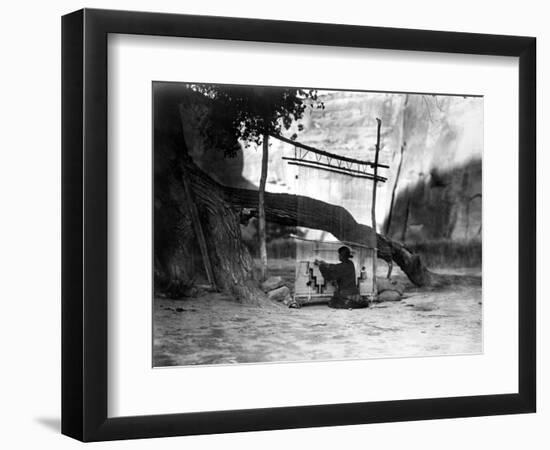 Navajo Weaver, C1905-Edward S^ Curtis-Framed Photographic Print