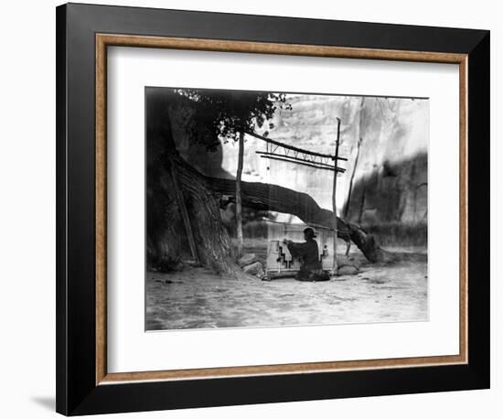 Navajo Weaver, C1905-Edward S^ Curtis-Framed Photographic Print