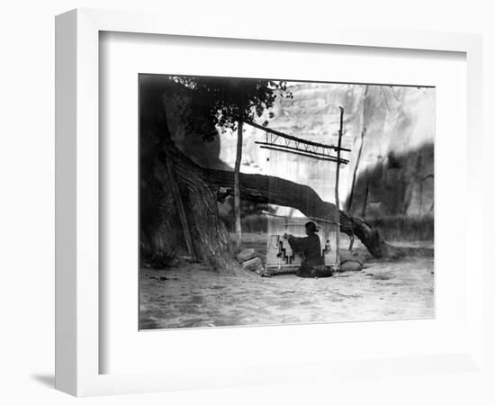 Navajo Weaver, C1905-Edward S^ Curtis-Framed Photographic Print