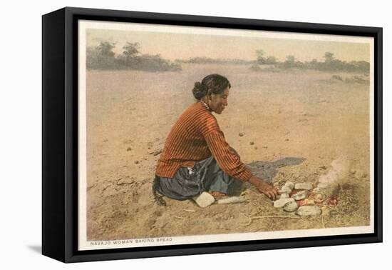 Navajo Woman Baking Bread-null-Framed Stretched Canvas