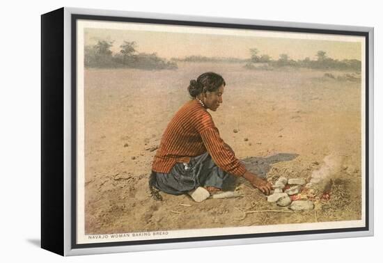 Navajo Woman Baking Bread-null-Framed Stretched Canvas