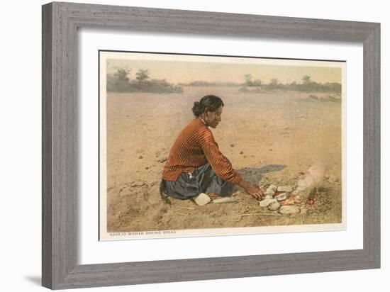Navajo Woman Baking Bread-null-Framed Art Print