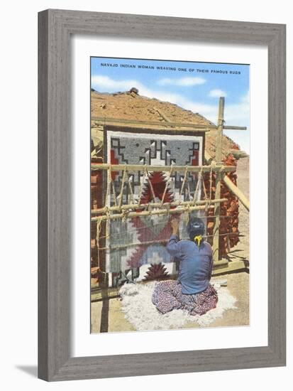 Navajo Woman Weaving Rug, New Mexico-null-Framed Art Print