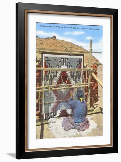 Navajo Woman Weaving Rug, New Mexico-null-Framed Art Print