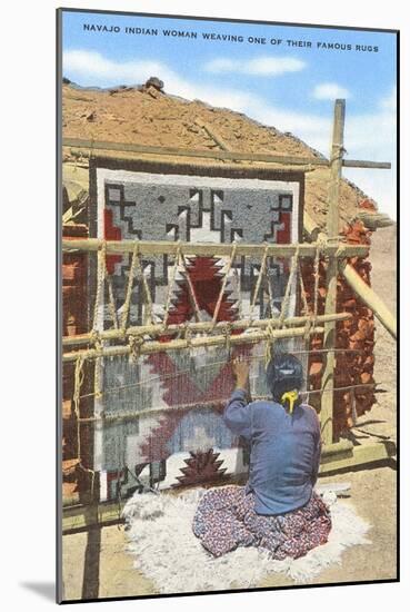 Navajo Woman Weaving Rug, New Mexico-null-Mounted Art Print