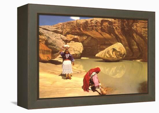 Navajo Women at Pool-null-Framed Stretched Canvas