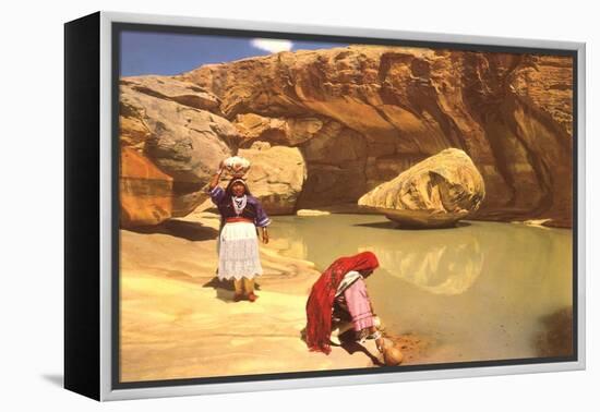 Navajo Women at Pool-null-Framed Stretched Canvas