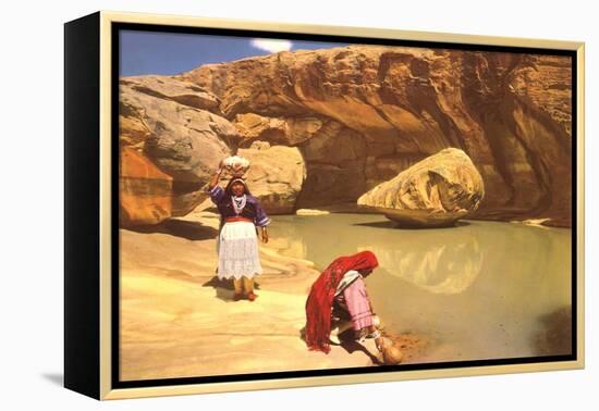 Navajo Women at Pool-null-Framed Stretched Canvas