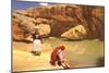 Navajo Women at Pool-null-Mounted Art Print