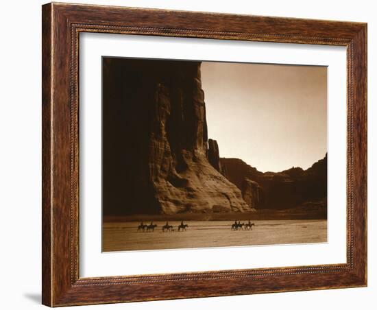 Navajos, Canyon De Chelly, c.1904-Edward S^ Curtis-Framed Photographic Print