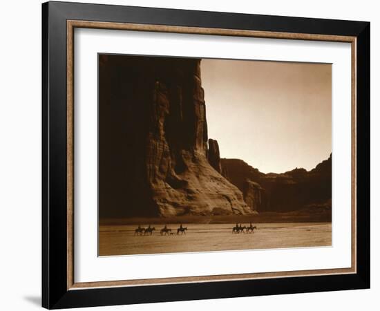 Navajos, Canyon De Chelly, c.1904-Edward S^ Curtis-Framed Photographic Print