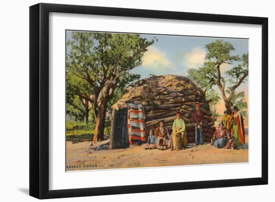 Navajos with Hogan-null-Framed Art Print