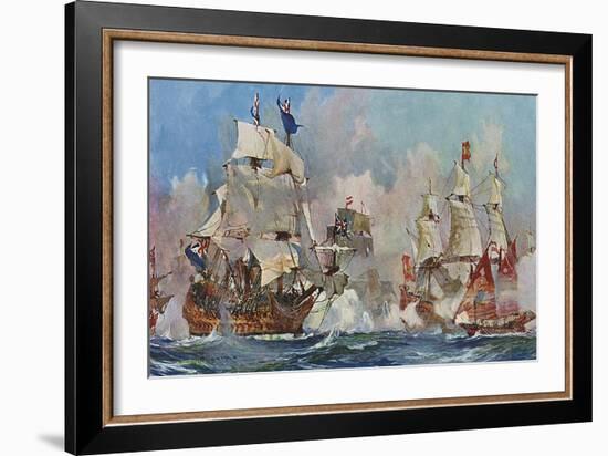 Naval Battle 1704-Charles Dixon-Framed Art Print