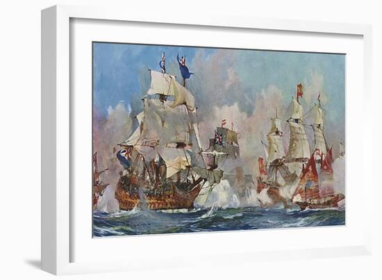 Naval Battle 1704-Charles Dixon-Framed Art Print