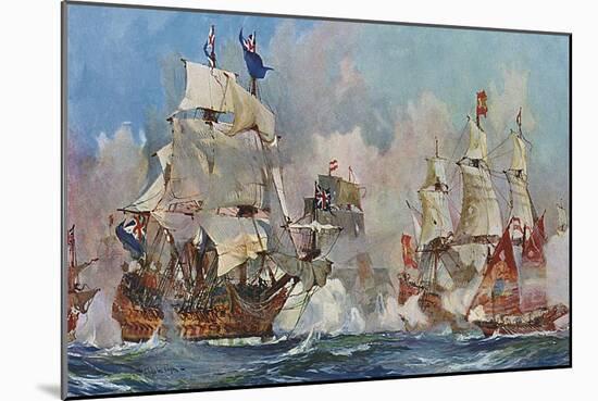 Naval Battle 1704-Charles Dixon-Mounted Art Print