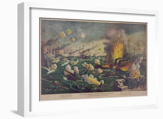 Naval Battle at the Bay in Manila, Philippines-null-Framed Art Print