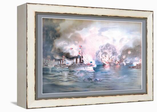 Naval Battle, Manila-Werner-Framed Stretched Canvas