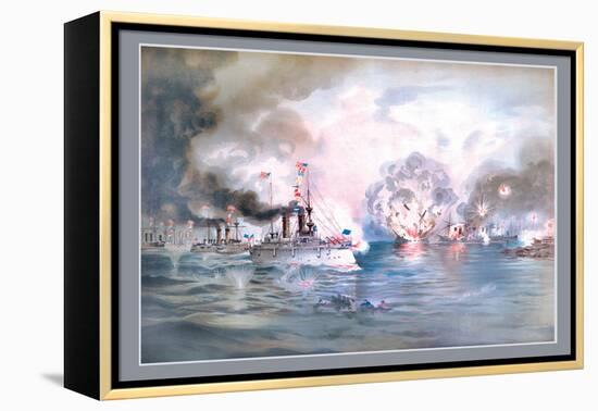 Naval Battle, Manila-Werner-Framed Stretched Canvas